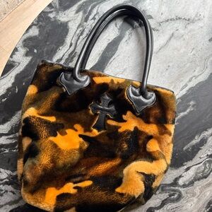 Chrome Hearts Camouflage Shearling Fur Tote Bag
